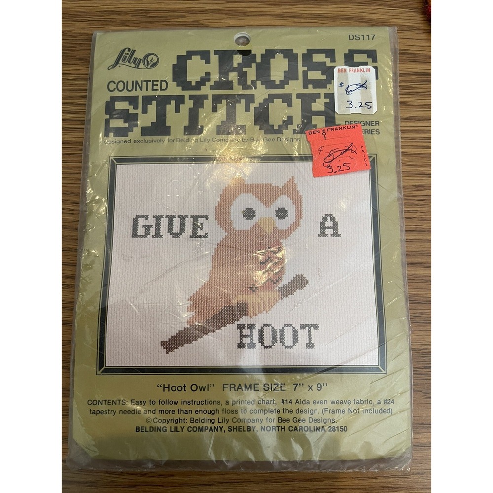 Give A Hoot Owl MCM Cross Stitch Vintage Kit Lily Counted Kit DIY